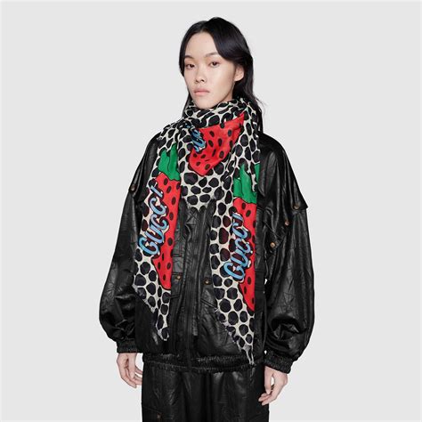 gucci strawberry shawl|gucci scarf for women's.